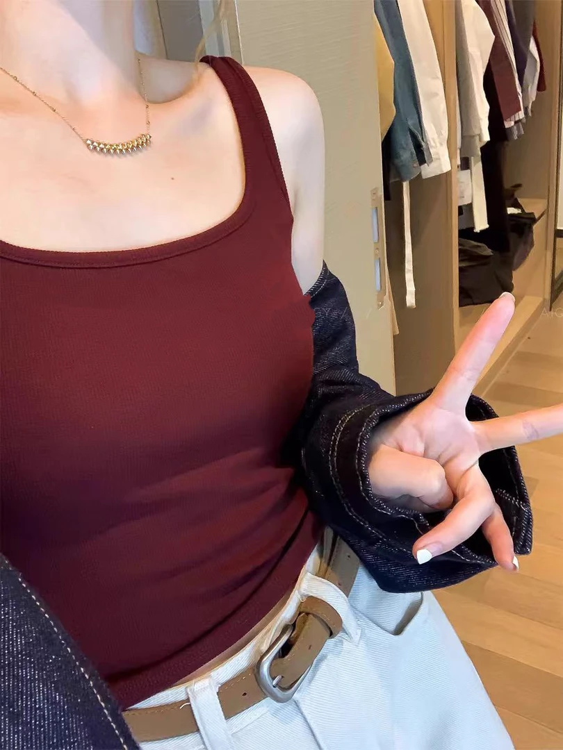 【幸运华华】秋冬珍珠蛋白磨毛吊带女一体聚拢内衣美背打底