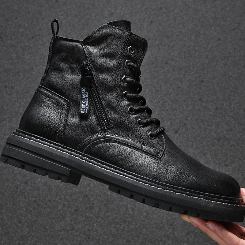 断码清仓男鞋2023新款秋冬马丁靴牛皮高帮鞋工装休闲切尔西沙漠皮