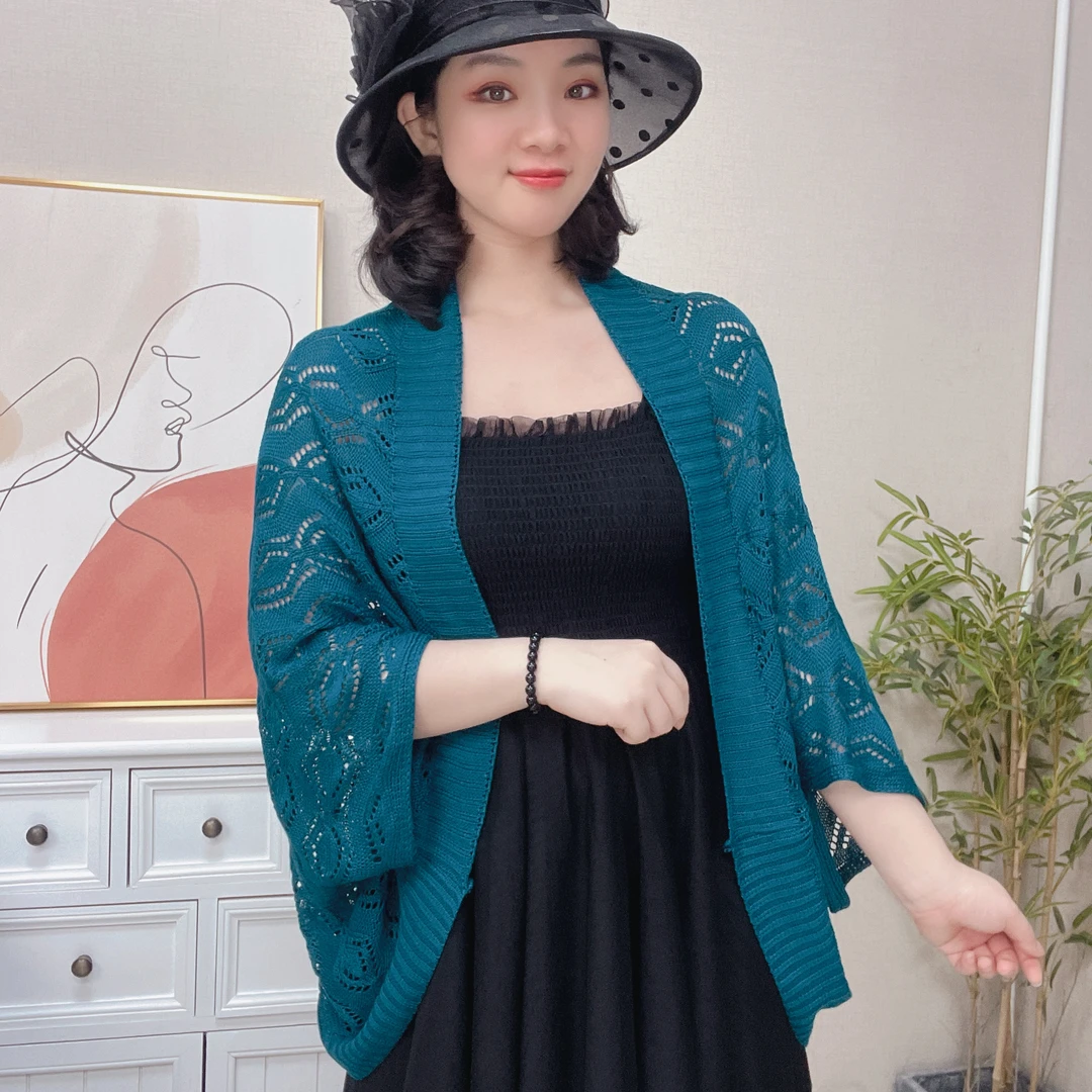 【孔雀羽毛】 夏季女士针织披肩小外套开衫旗袍披肩护颈椎旅游