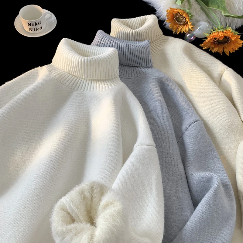 毛绒绒高领卫衣男款冬季2025新款宽松重磅慵懒风内搭费尔岛毛衣