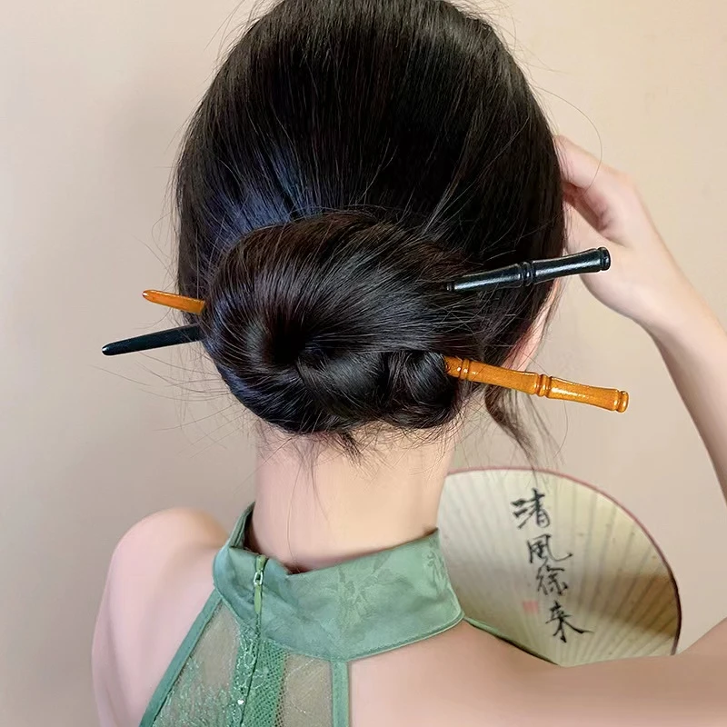 国潮竹节木发簪中国风竹子发钗子木簪女古风汉服发盘发簪子头饰Z