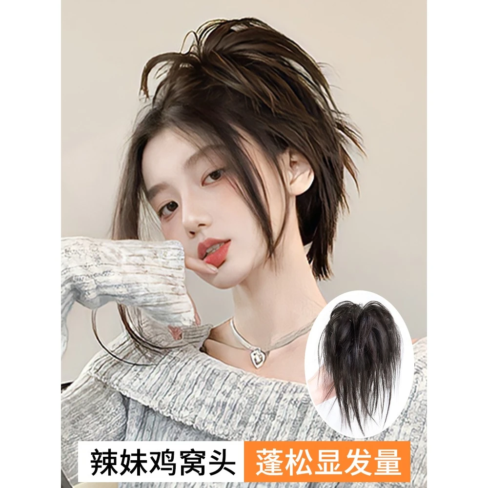 辣妹造型发饰鸡窝头抓夹凌乱马尾假发包后脑勺发夹百搭盘发神器Z