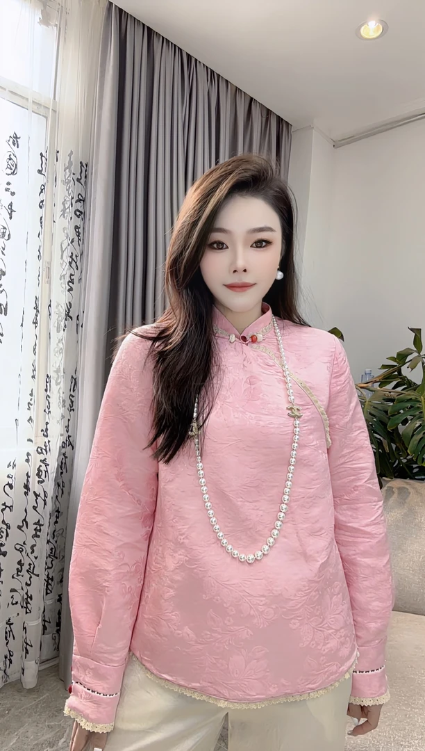 陈诺服饰—新中式国潮风2025新款气质时尚提花长袖衬衫#634