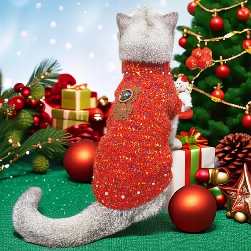 秋冬新款宠物圣诞款毛衣狗狗猫咪英短法斗博美比熊雪纳瑞马尔济斯