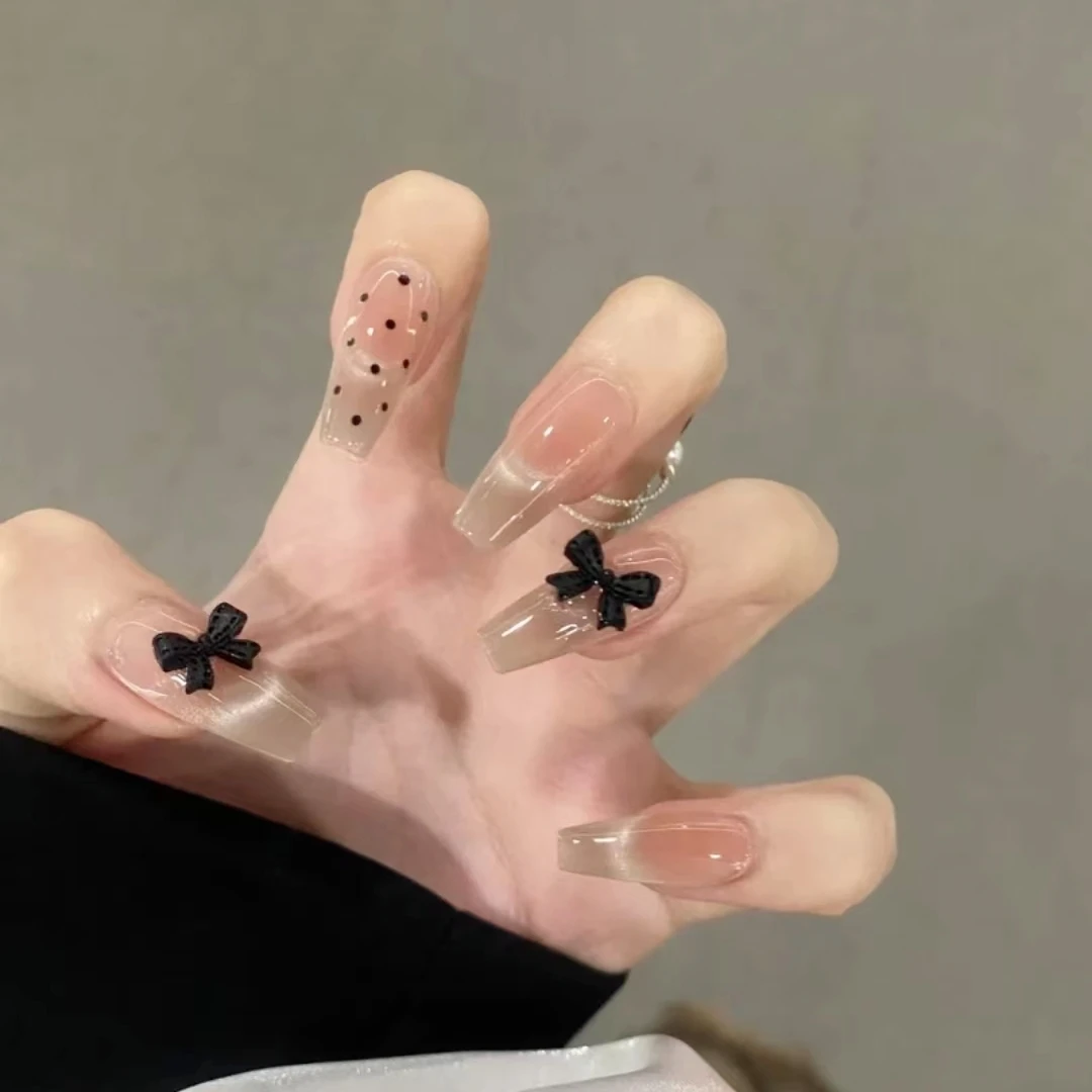 【芭蕾之梦】中长梯手工穿戴甲带钻爆闪高级感显白轻奢美甲指甲贴片