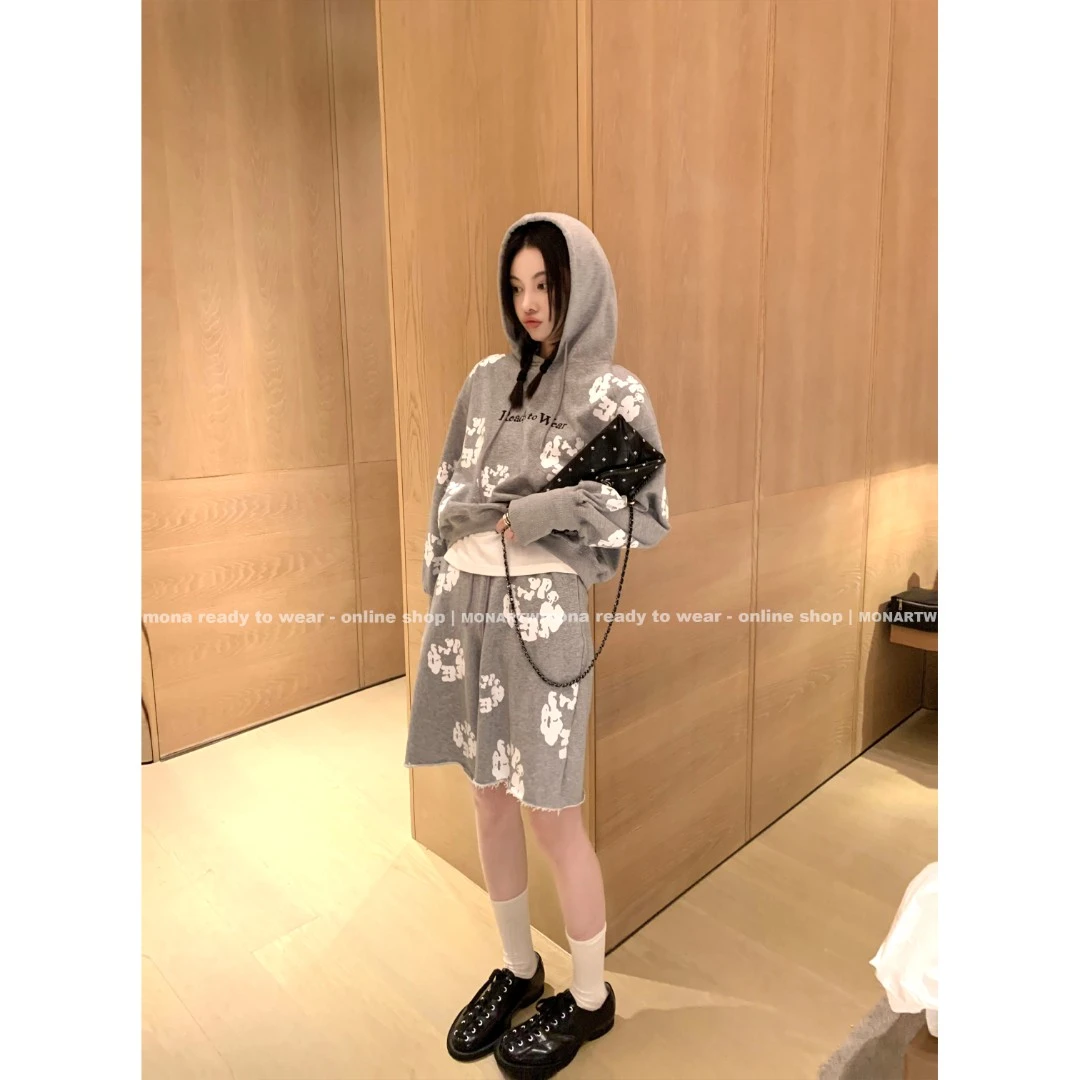 【MONA折扣款 】连帽宽松春秋印花休闲套装 OD213277/OA158410-2