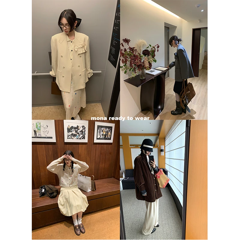 【Mona张绮贤】MONA 复古西装外套 裤子半裙套装 O123T10899