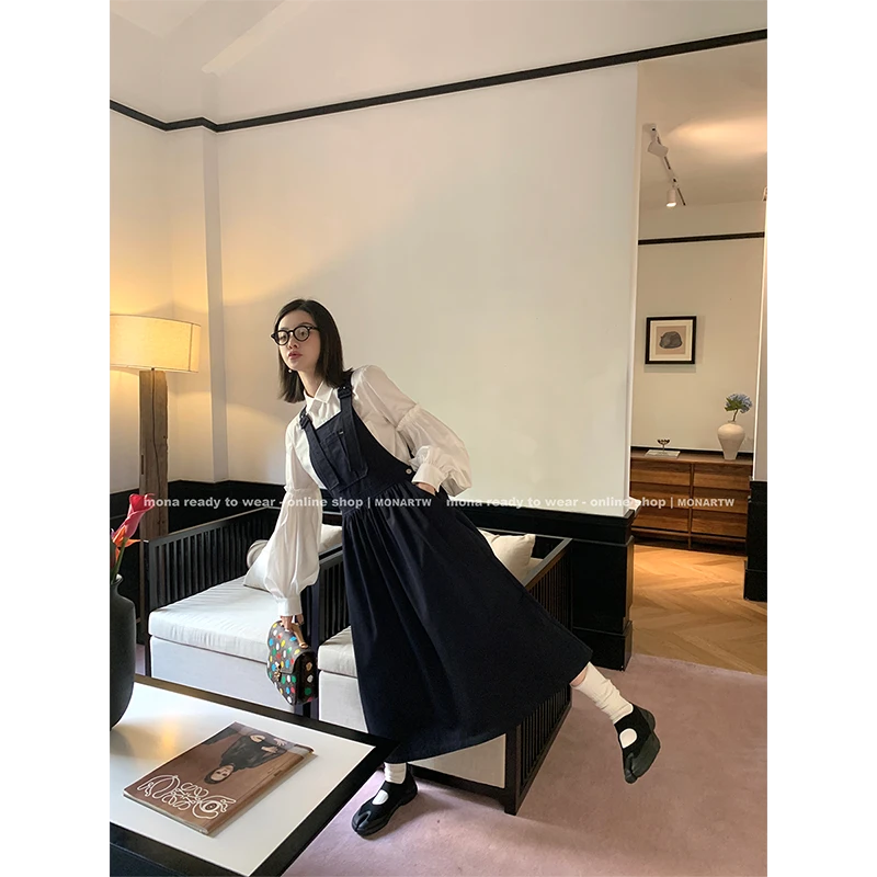 【MONA折扣款】MONA 100棉小众时髦宽松背带裙女 OQ352043