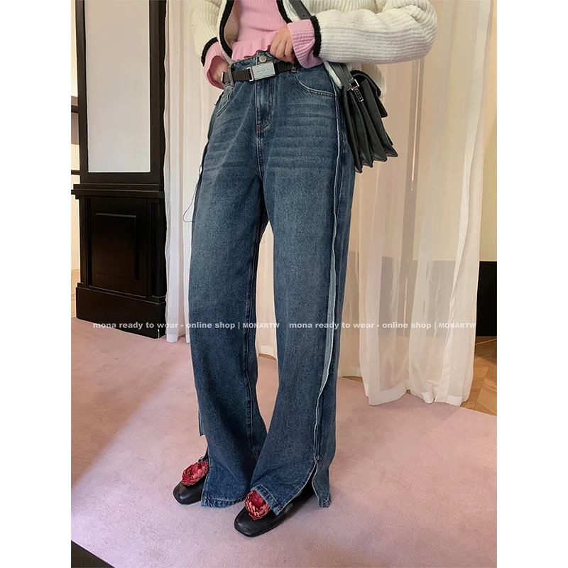 【Mona张绮贤 】MONA 中腰经典直筒显瘦牛仔裤女 OK354631