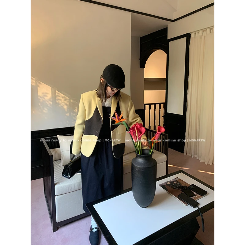 【Mona张绮贤 】MONA羊毛夹棉 气质单面呢外套女 OA237582