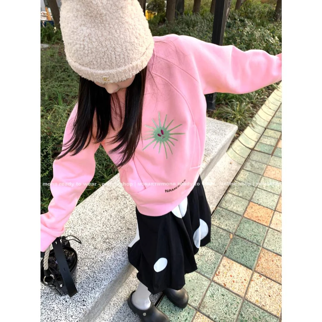 【Mona张绮贤 】MONA加绒圆领连帽小恶魔卫衣情侣装 OA235001上衣