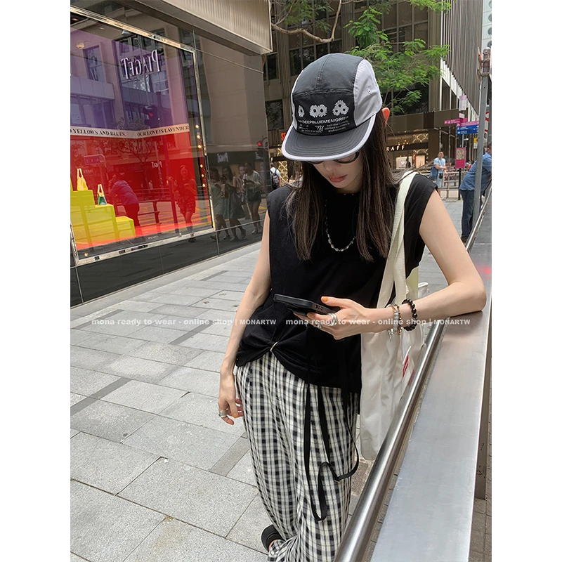 【MONA折扣款】MONA100棉纯色针织宽松无袖背心女 OU349922