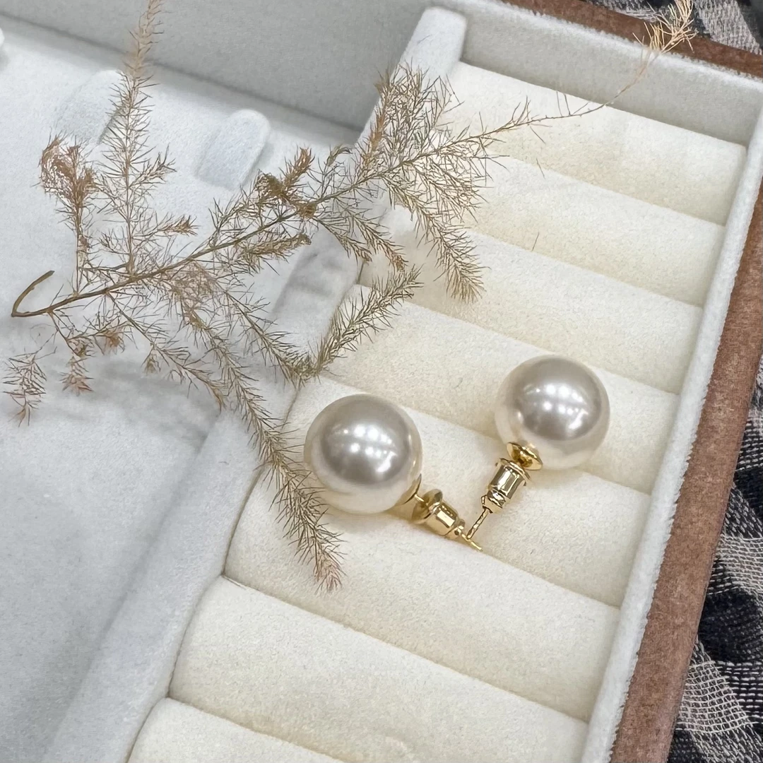 琢啦啦 非金属仿珍珠耳饰 暖白耳钉925轻奢经典法式复古百搭时尚