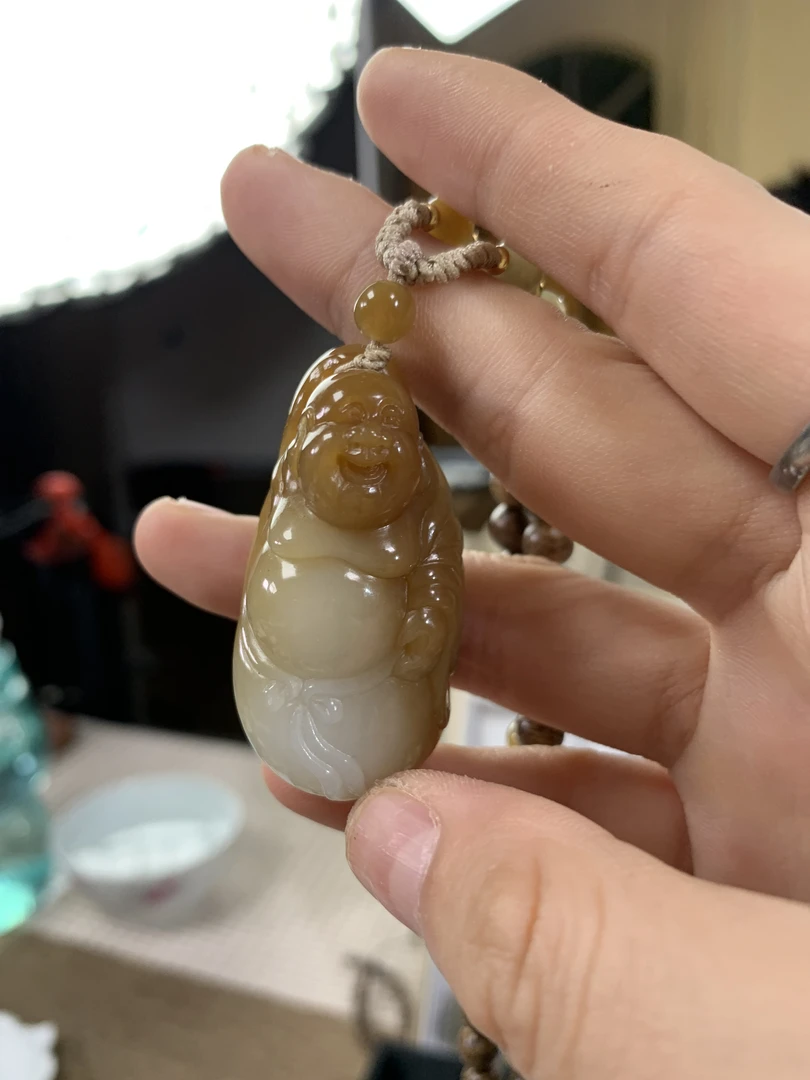 和田玉弥勒佛糖白玉