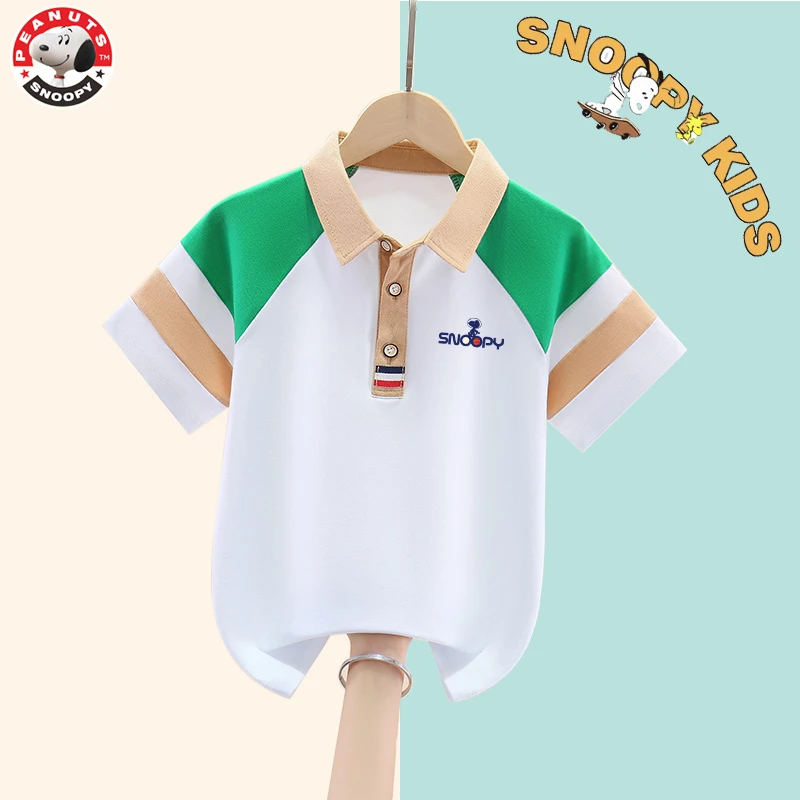 Snoopy/史努比男童短袖T恤儿童夏装polo衫2024新款韩版中大童上衣