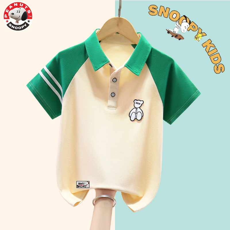 Snoopy/史努比男童夏季短袖T恤polo衫薄款学生翻领运动透气上衣帅
