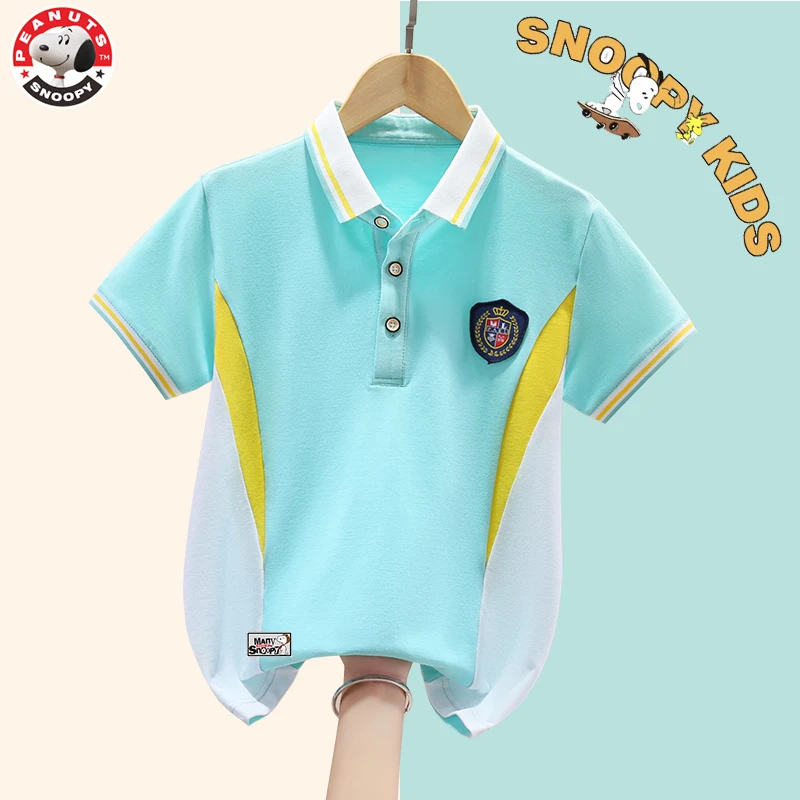 Snoopy/史努比男童Polo衫24夏装新款透气儿童短袖运动T恤中大童潮