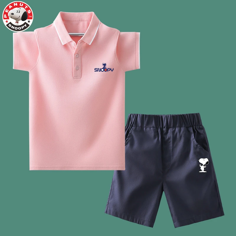 Snoopy/史努比男童短袖套装2025夏季新款中大童休闲两件套夏装潮