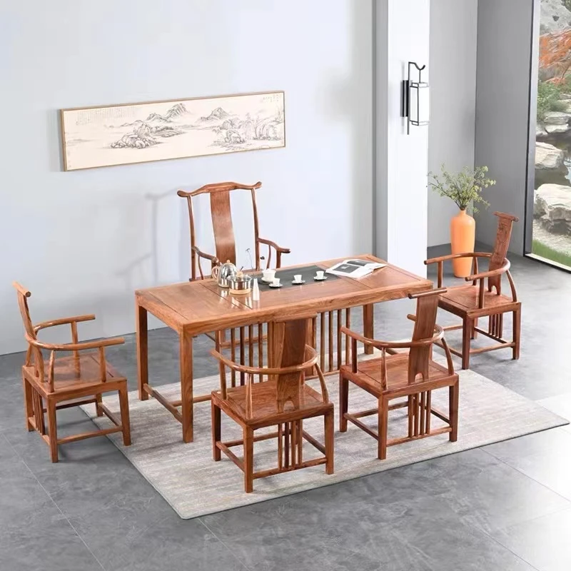 国标红木刺猬紫檀新中式逸仙整套茶桌干湿泡榫卯工艺轻奢简约茶台