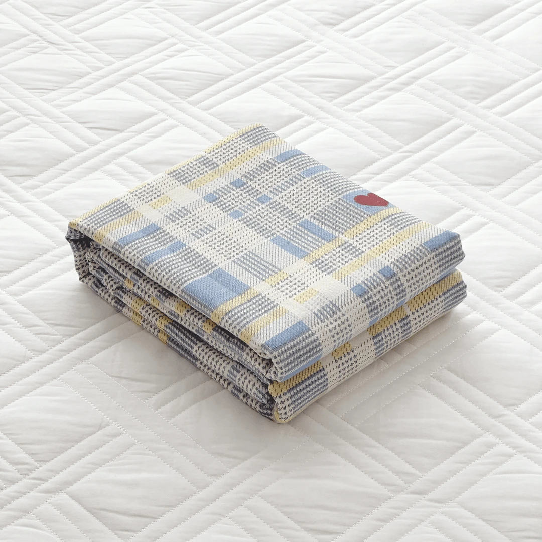 【京かわ会社】四季通用加厚缎卡床单220*240cm 蓝格爱心