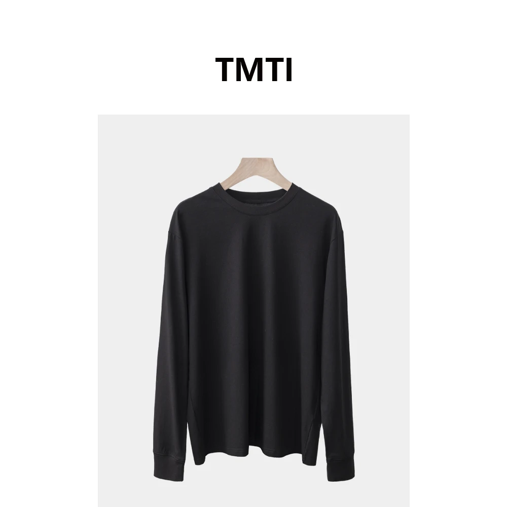 TMTI秋新款机洗不变形新疆长绒棉打底衫纯色女士套头简约长袖T恤