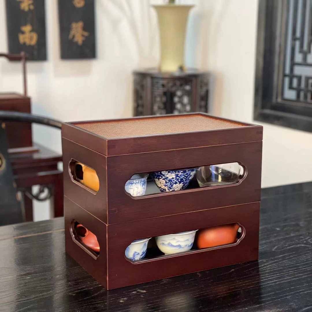 【升级加高】玲珑盒百宝箱茶具箱收纳箱榫卯工艺客厅摆件茶空间