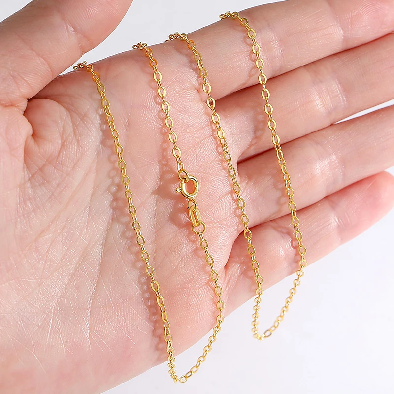 吊坠925银 S925银O字链金色锁骨链女夏高级感简约银链