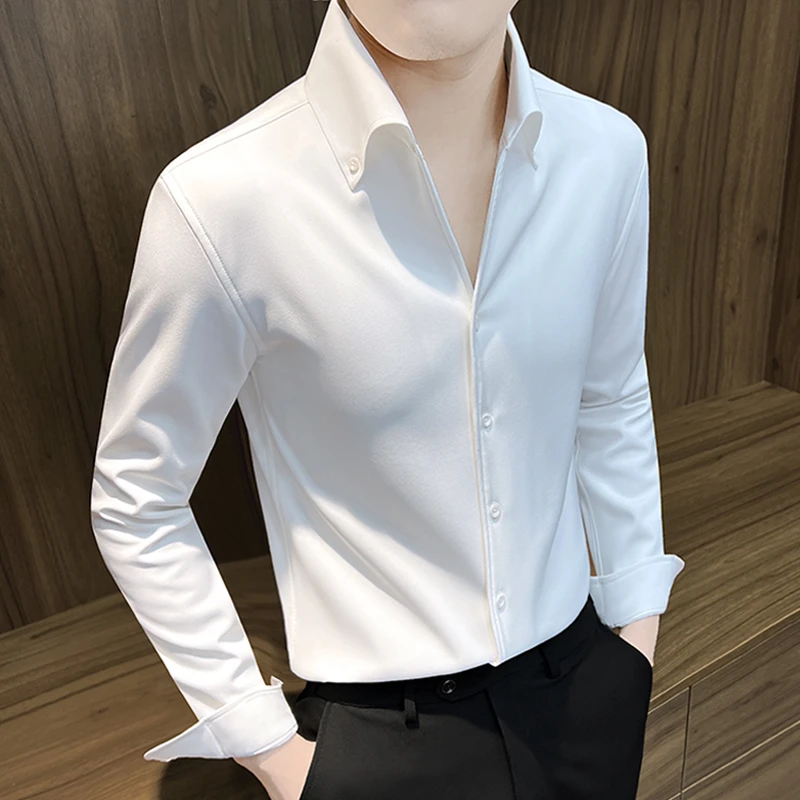 欧货男款衬衫2023款高级感网红痞帅法式V领衬衣男装长袖英伦雅痞