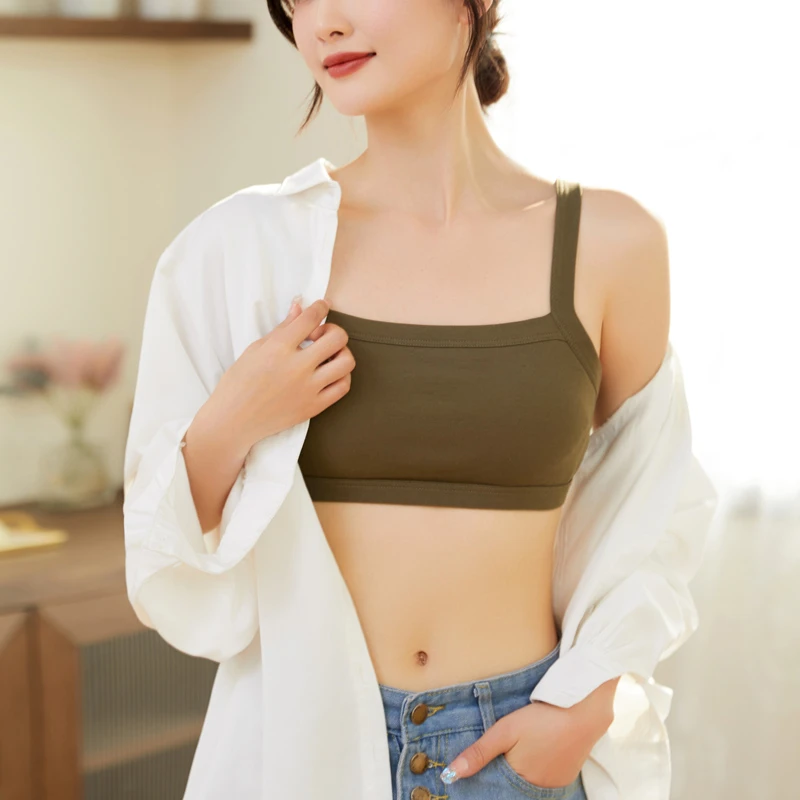 带胸垫美背罩杯一体式防走光裹胸抹胸小吊带背心女文胸无钢圈内衣