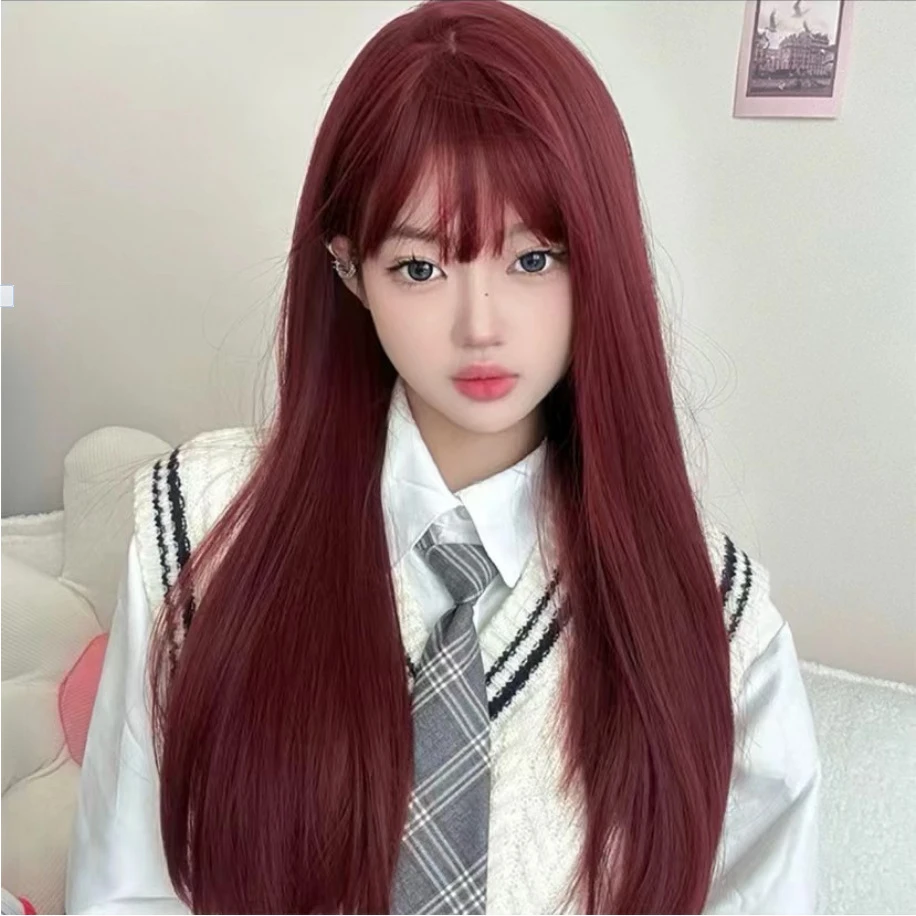 假发女长直发自然全头套网红逼真黑长直中长发直发假发套