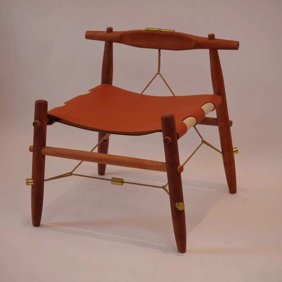 非洲胡桃木钓鱼椅现代简约轻奢设计师休闲靠背椅子实木复古个性椅