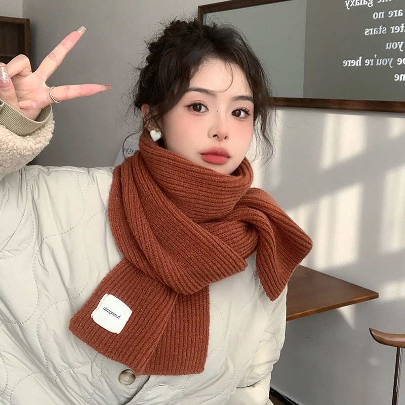 围巾女冬季保暖2024新款韩版百搭毛线针织秋冬纯色围脖