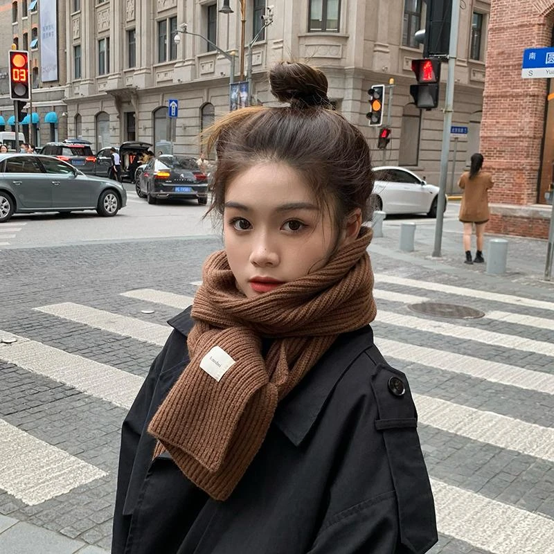 【粉丝福利】纯色针织围巾女秋冬季韩版毛线百搭保暖围脖潮