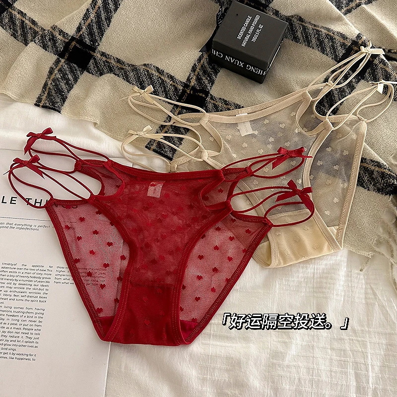 私藏甜欲~蕾丝法式性感内裤女士纯欲镂空舒适低腰档三角裤女夏季