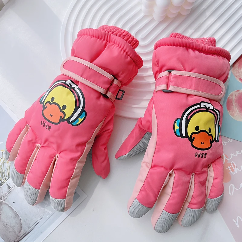 7-15岁小孩中大儿童加厚防寒防水防风防滑保暖滑雪棉手套冬季卡通