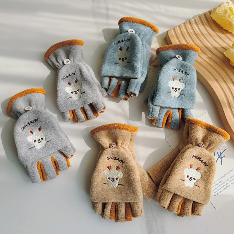 儿童手套男女秋冬户外运动骑行加绒保暖防寒可爱卡通学生防冻手套