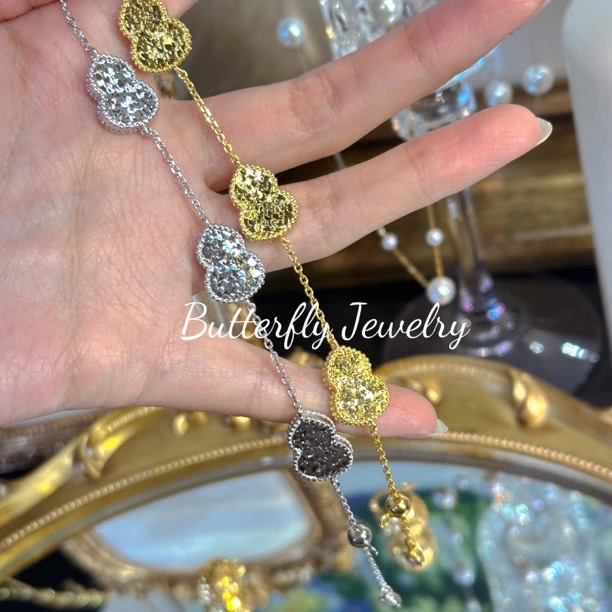 925银手链 纯银S925龙鳞碎冰冰双面葫芦cnc工艺手链轻奢气质爆闪