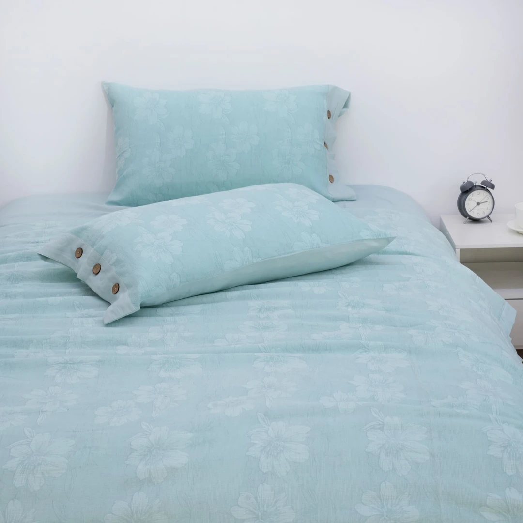 【花开声音-苏印兰】200*230cm双层纱纯棉亲赴透气四件套