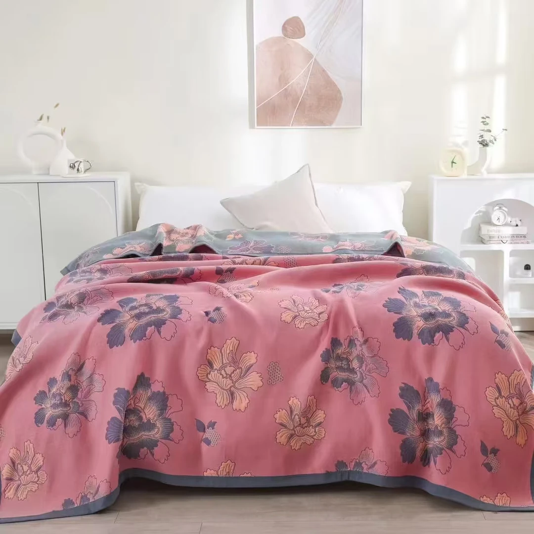 【花梦蔓-粉】200*230CM可铺可盖多层亲肤通用床盖