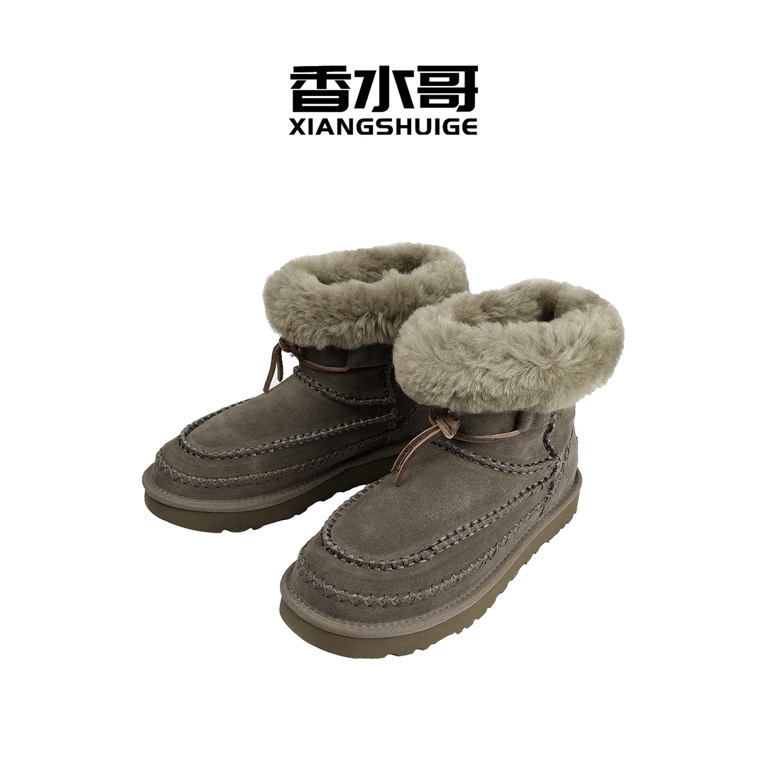 2024秋冬新款加厚加绒雪地鞋子女厚底雪地靴阿尔派经典迷你短靴