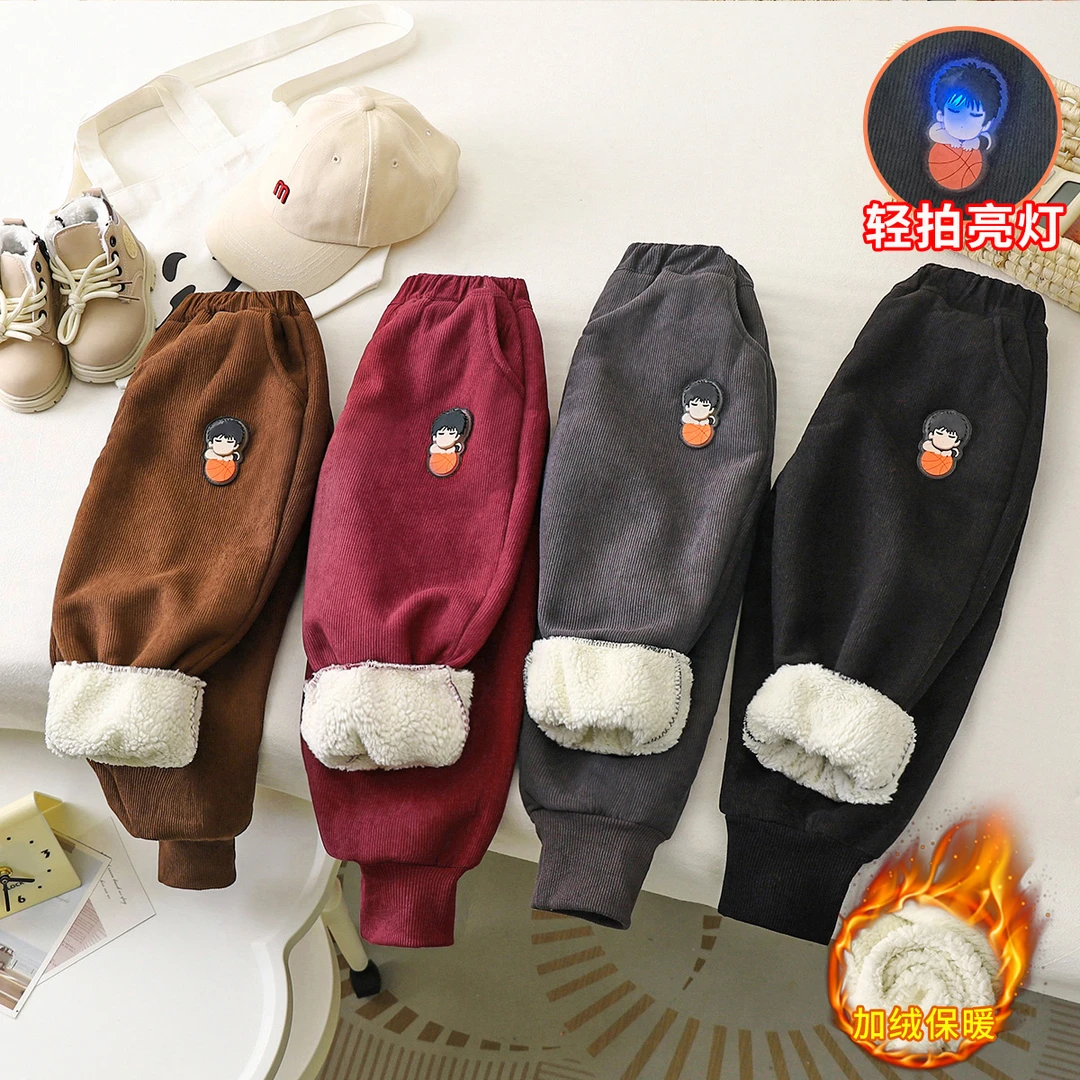 新款灯芯绒裤休闲裤宝宝绒裤子男童女童加绒加厚外穿冬款洋气爆款