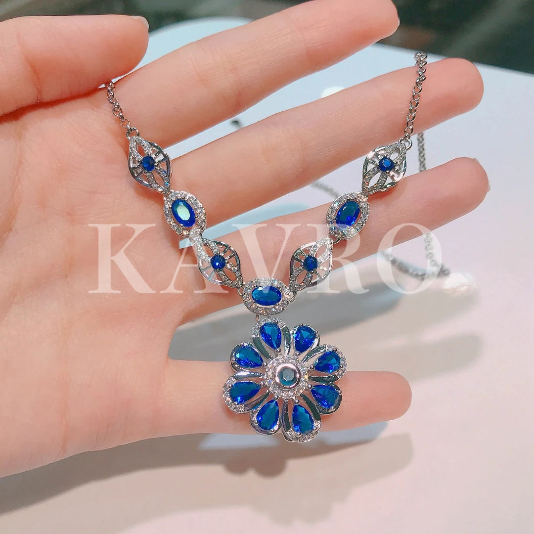 证书送运费险-France卡夫罗KAVRO蓝宝石项链B3109