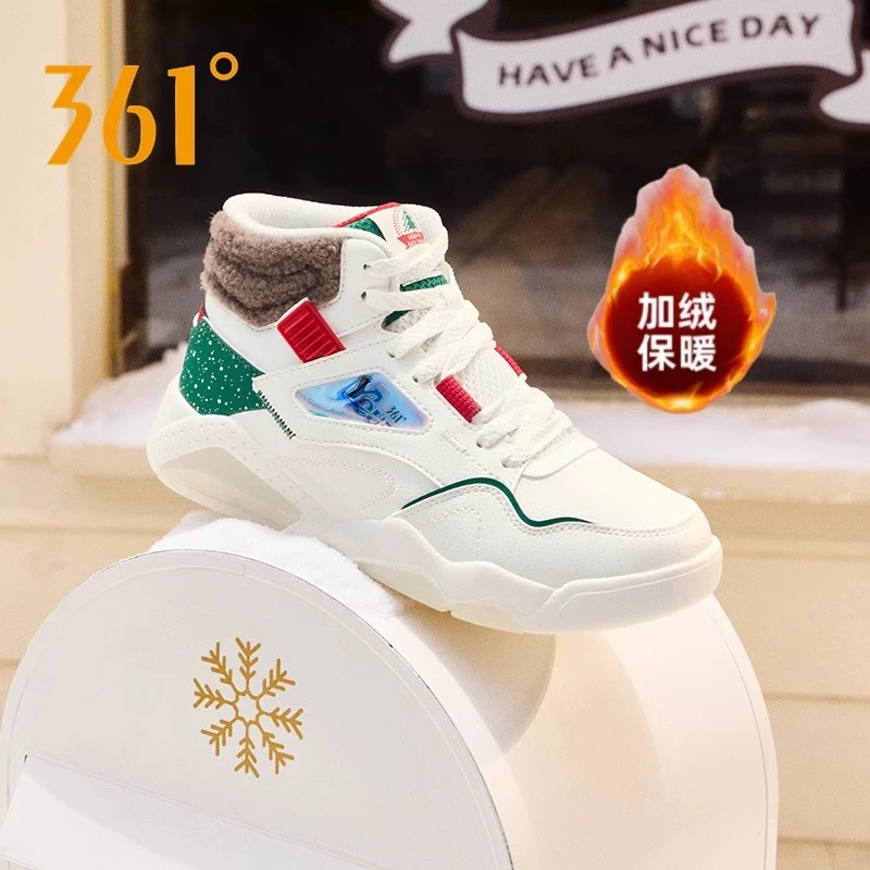 型燃361°加绒女鞋冬季高帮板鞋防泼水季加厚保暖运动鞋防滑休闲鞋