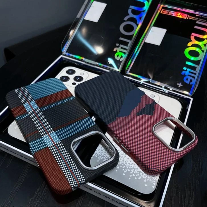 新款高级感iPhone15Promax手机壳14时尚13防摔12凯夫拉纹高端情侣