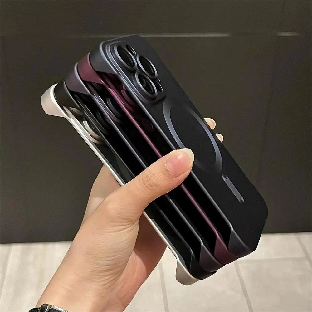 护镜磁吸无边框高级感苹果15promax手机壳iPhone14pro磨砂13超薄