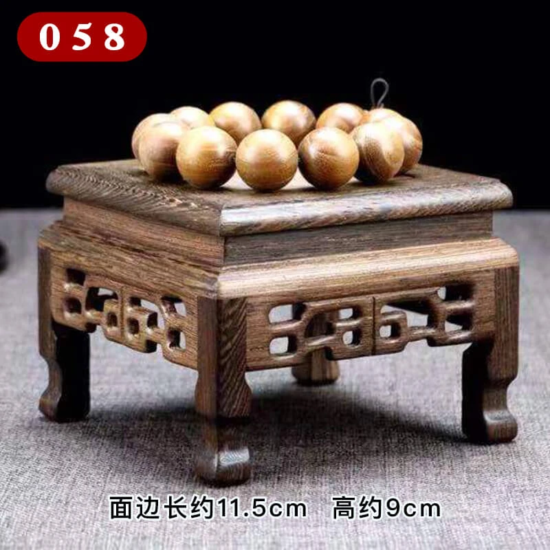 鸡翅木镂雕摆件底座茶壶石头花瓶摆件底座实木盆景佛像摆件底座
