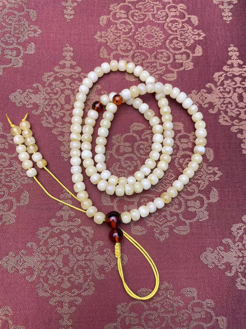 天然蜜蜡6mm＋老型108珠  长款多层老型珠珠长链女款气质时尚百搭