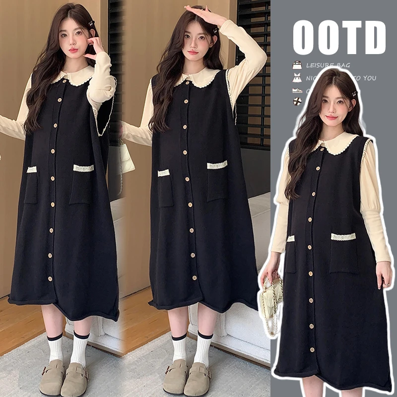 孕妇装秋冬款2024新款连衣裙秋装套装时尚洋气时髦针织毛衣两件套