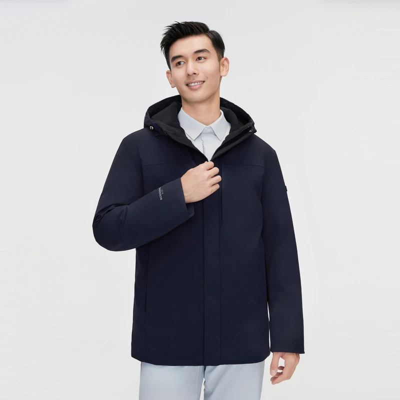 【好羽绒】波司登鹅绒2023冬季男士连帽加厚商务保暖羽绒服B3014415