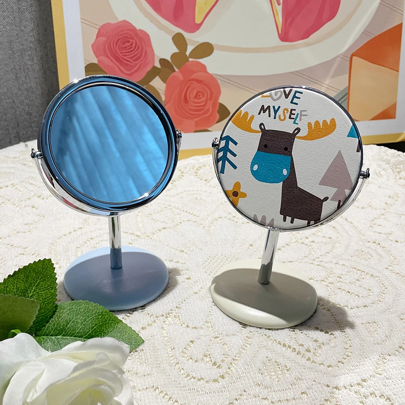 小镜子桌面可立办公室工位单面化妆镜立式小镜子便携迷你可爱小号